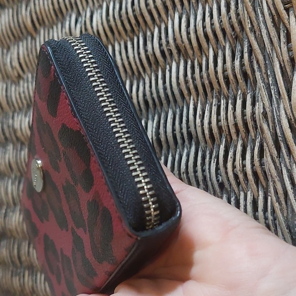 Coach Red and Black Leopard Print Wallet - Picture 7 of 13